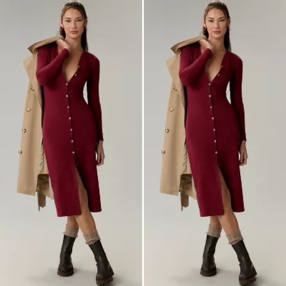 NWT Anthropologie GREY STATE MILA MIDI DRESS Sz XS